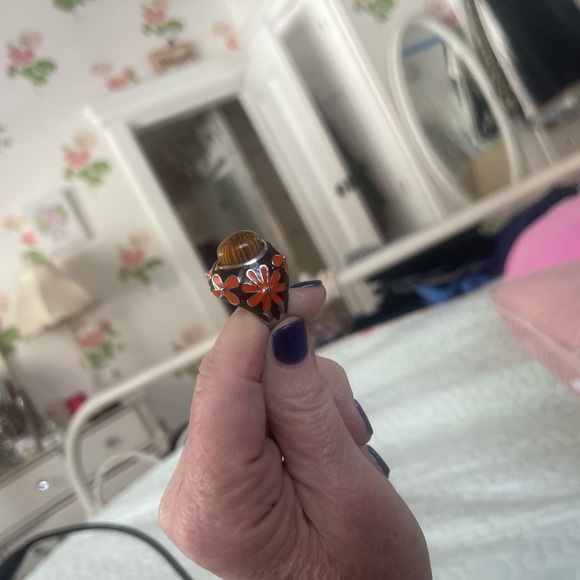 Brown and Orange Floral Ring